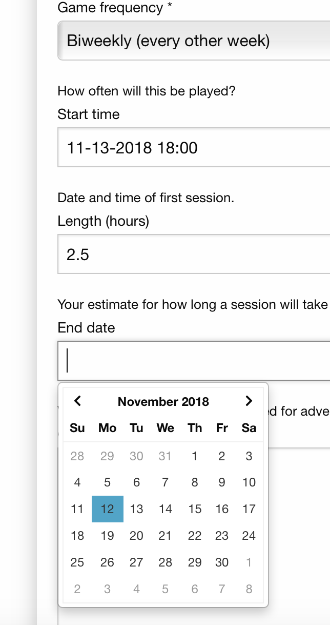 Scheduling fields